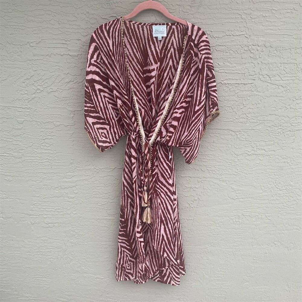 True Destinations Women's Bohemian Animal Print Swim Cover Up Multicolor S